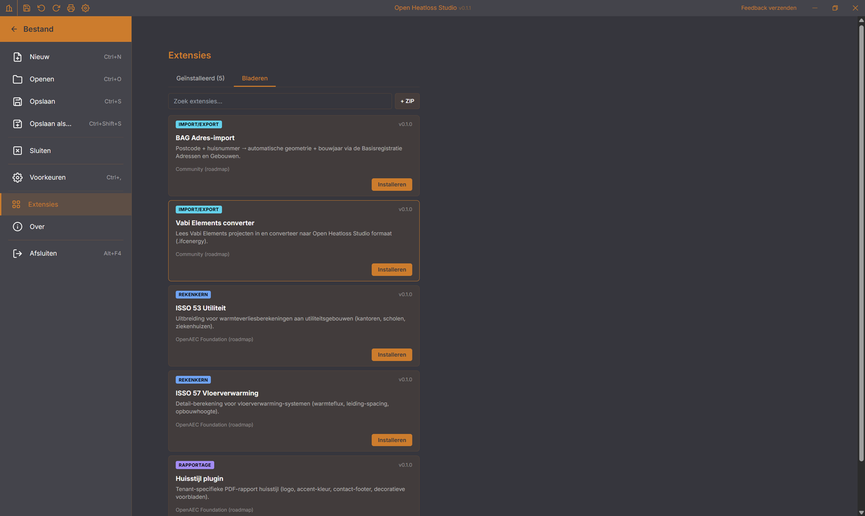 Open Heatloss Studio - Dashboard