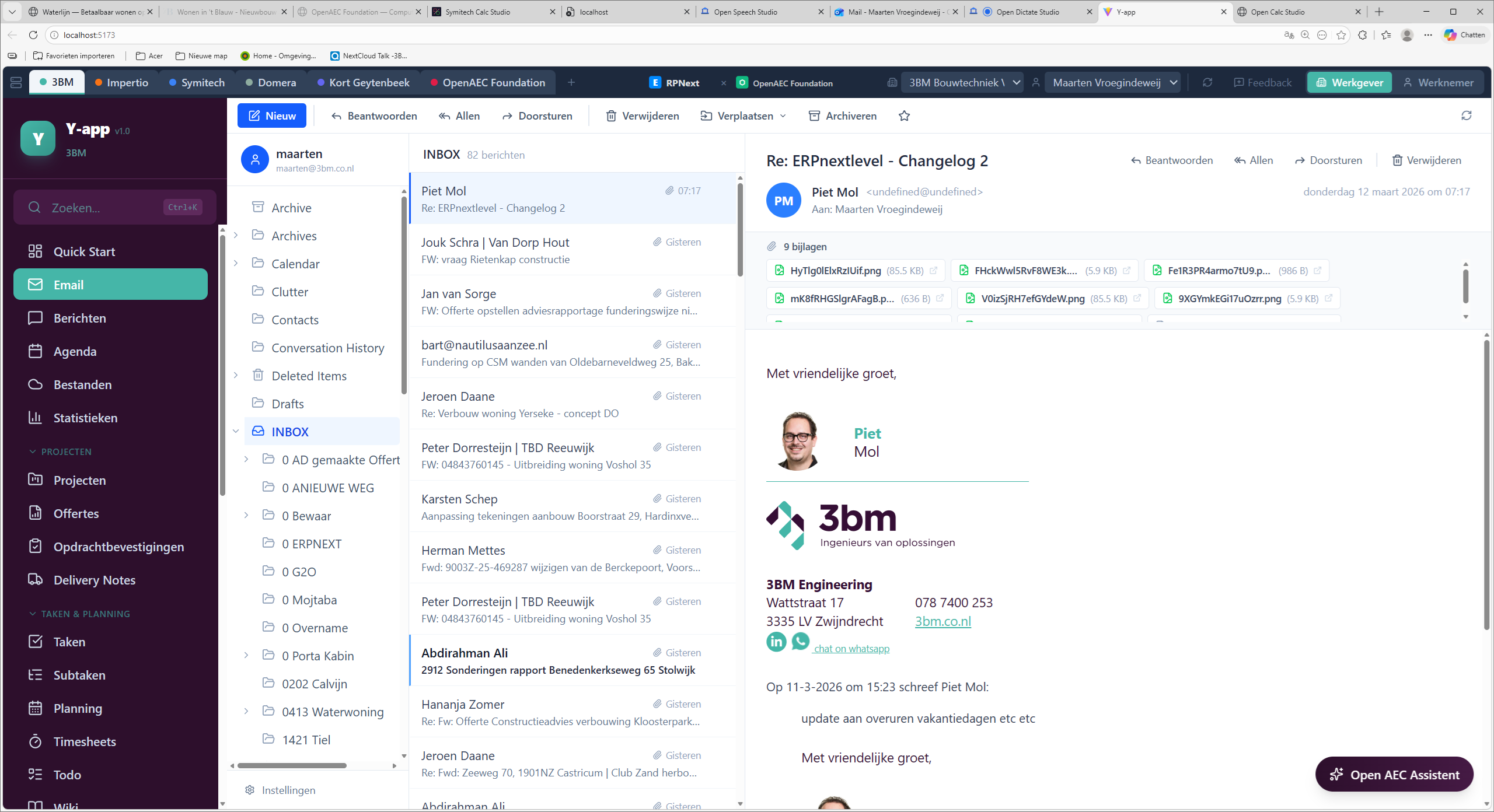 Y-app - Email detail